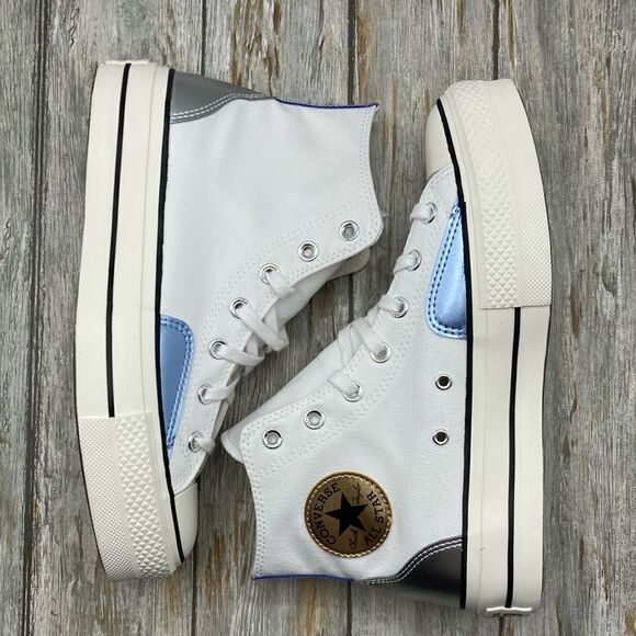 Women’s Converse All Star Lift Platform Chrome Sneaker Shoes Size 8 - Picture 5 of 15